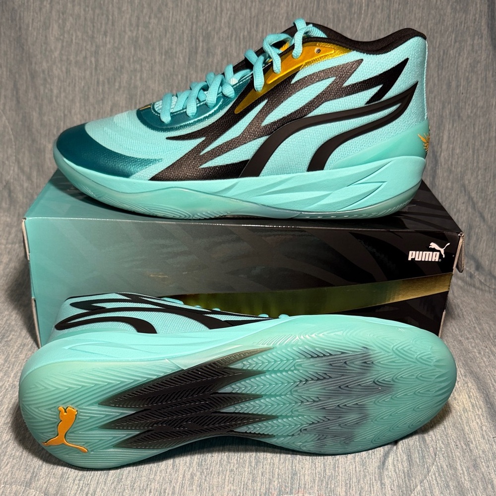 PUMA MB.02 LaMelo Ball Elektro Aqua 377590-01 Men’s 10.5 Basketball Shoes - Picture 8 of 15